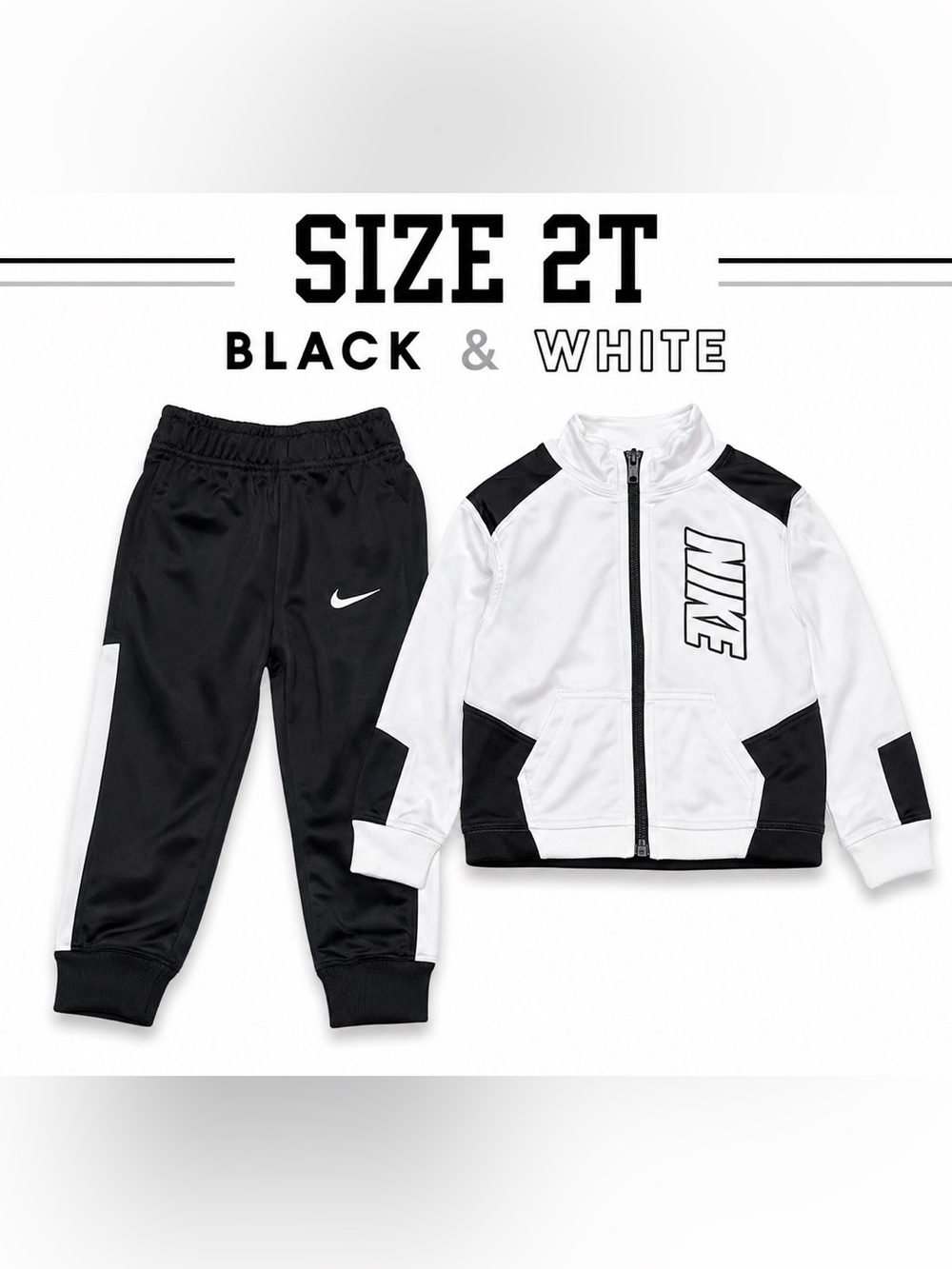 Nike Toddler Tracksuit Set Black White Size 2T